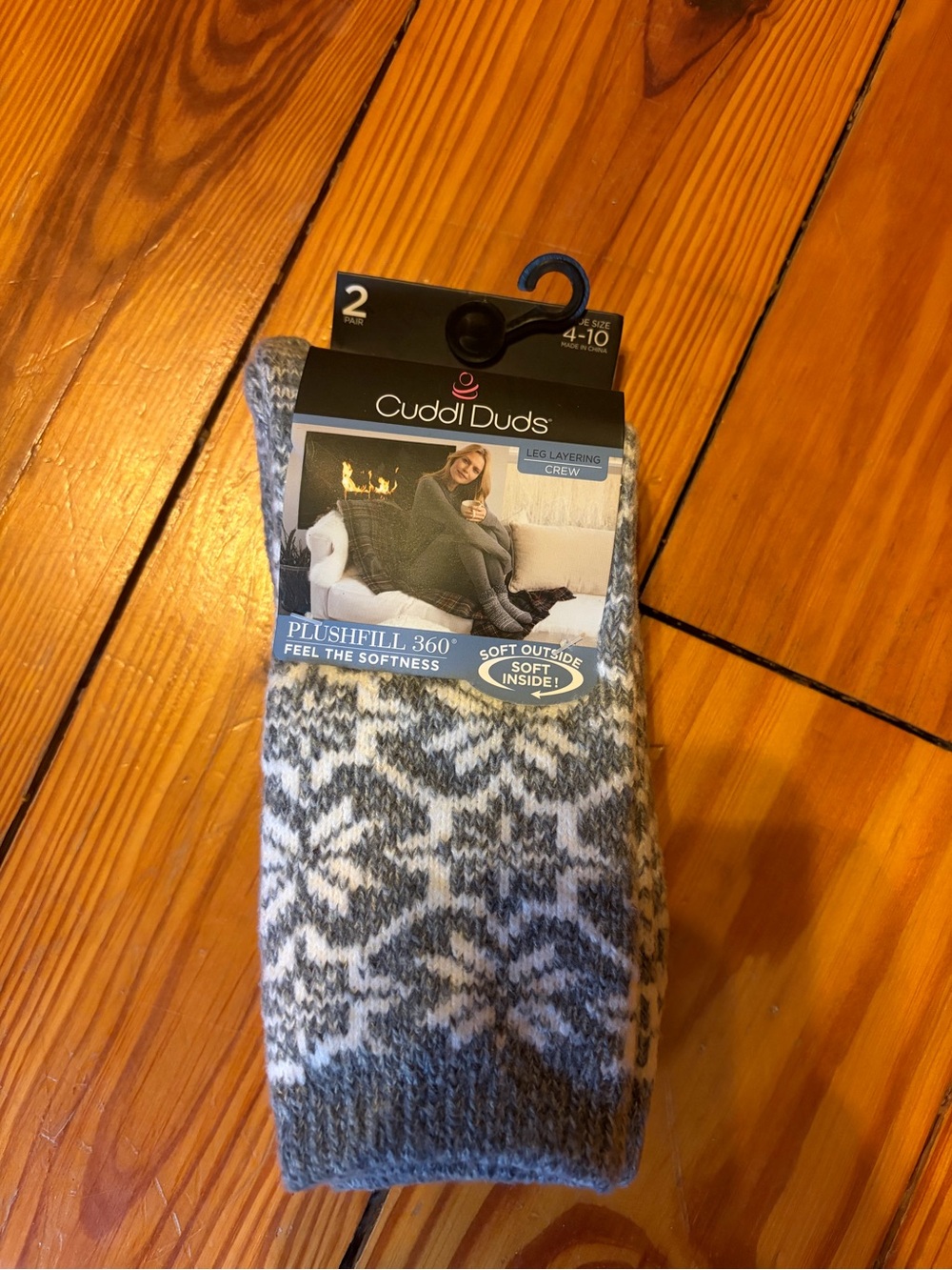 Cuddl duds fuzzy gray crew socks